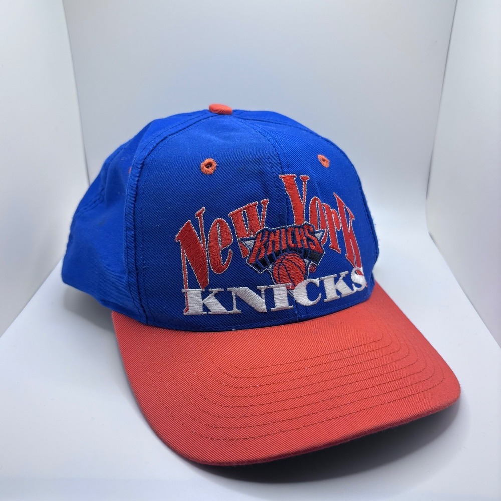 Vintage New York Knicks Logo 7 Snapback Hat Blue Orange Limited Edition 305/2000
